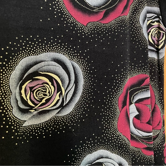 Fashion Code Rose Print Black Dress—- stretchy!! - Picture 6 of 8